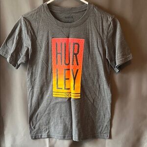 Hurley Charcoal Tee with Red and Yellow Design